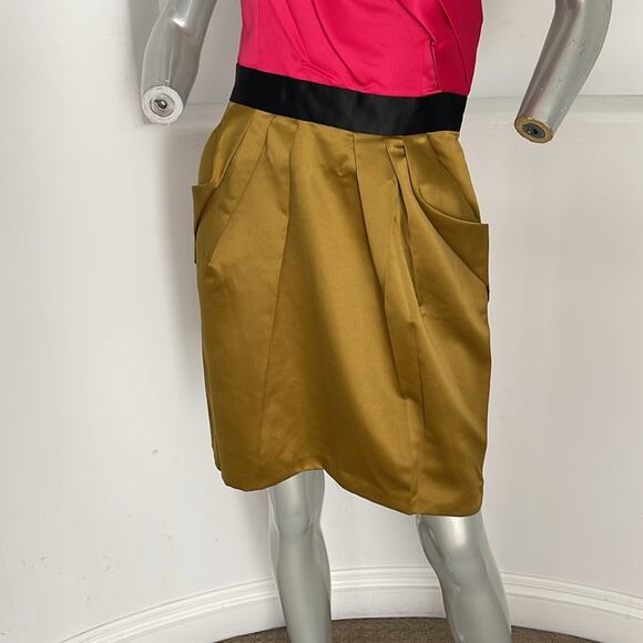 Max and Cleo Color Block One Shoulder  Woven Cocktail Jane Dress Size 10 - Picture 9 of 10